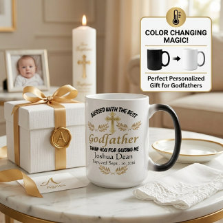 Caneca Mágica Bênção Personalizada do Padrinho Batismo Personali