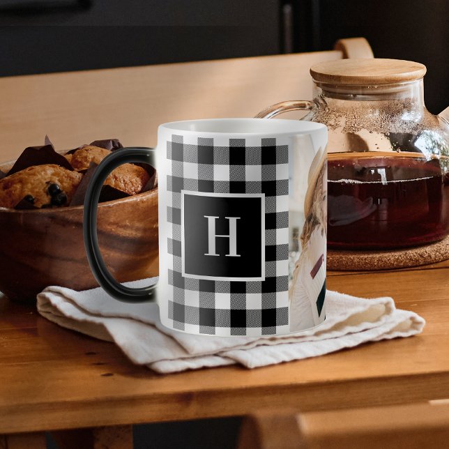 Caneca Mágica Best Friends Modern Monogram Photo Keepsake Mug (Criador carregado)