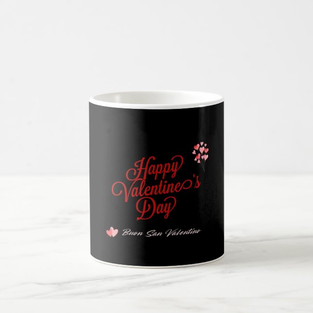 Caneca Mágica bilíngue romântico feliz dia de os namorados (Centro)