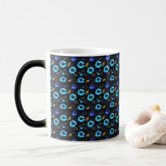 Caneca Mágica Blumenmuster blaue Blüten (Com Donut)
