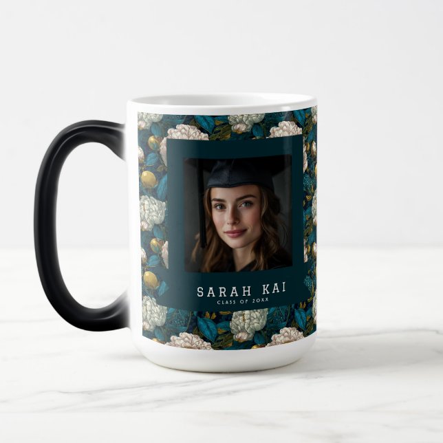 Caneca Mágica Boldas Peônias Flor Presente de Formatura (Esquerda)