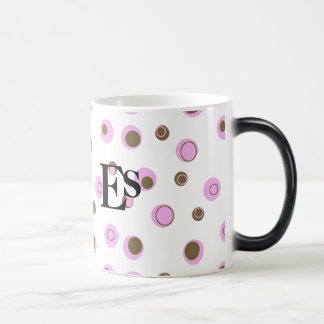 Caneca Mágica Bolinhas Marrons Rosa Monograma