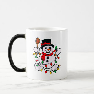 Caneca Mágica Boneco de Neve Divertido Cozinhando Luzes de Natal