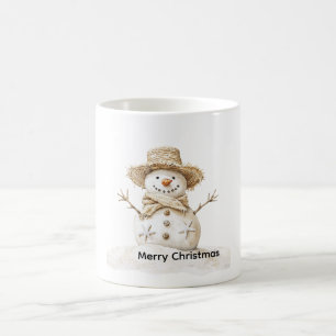 Caneca Mágica Bonito Snowman Straw Hat Beach Christmas