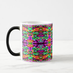 Caneca Mágica Bonito tribal neon abstrato simétrico colorido