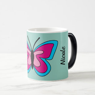 Caneca Mágica Borboleta Azul Magenta Rosa   Adicionar texto