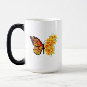 Caneca Mágica Borboleta Flor com Papagaio Amarelo da Califórnia