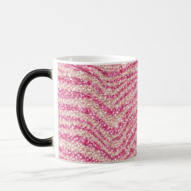 Caneca Mágica Brilho Rosa Menina Padrão Zebra             (Esquerda)