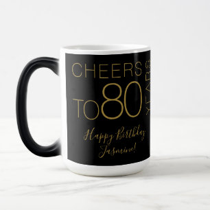 Caneca Mágica Brinde a 80 anos Black Gold Elegant Aniversário