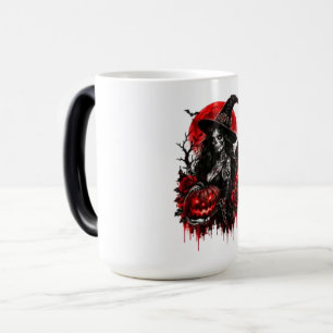 Caneca Mágica Bruxa Gótica Abóbora Halloween Gato Preto Assustad