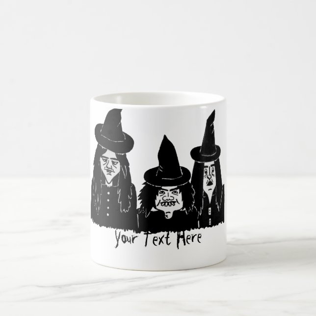 Caneca Mágica bruxas negras engraçadas assustadoras design de ha (Centro)