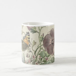 Caneca Mágica Buquê de Flores com uma Borboleta Dama Pintada,
