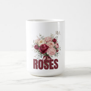 Caneca Mágica Buquê Floral de Rosas Românticas Desenho de Flor E