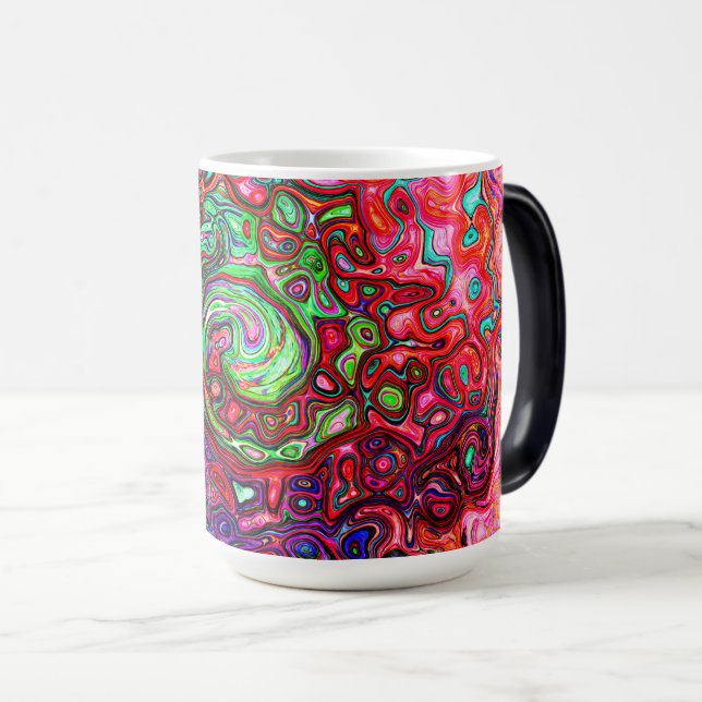 Caneca Mágica Cabeça Vermelha De Água Abstrato Retro Líquido (Frente Esquerda)