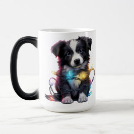 CANECA MÁGICA CACHORRINHO ADORÁVEL DE NATAL DA RAÇA BORDER COLLI