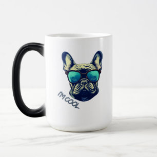 Caneca Mágica Cachorro Bulldog Francês Legal de Óculos de Sol