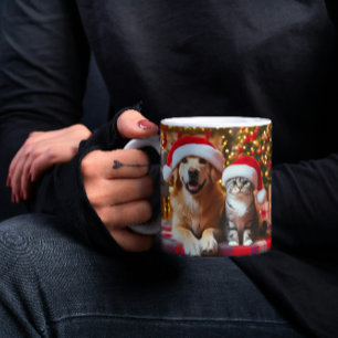 Caneca Mágica Cachorro e Gato Festivo de Natal