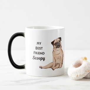 Caneca Mágica Cachorro Pug Meu Melhor Amigo Nome Personalizado C