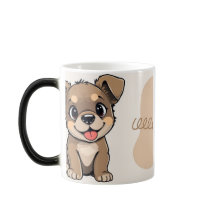 Cachorro Rottweiler Cartoon Fofo de Cerâmica Branc