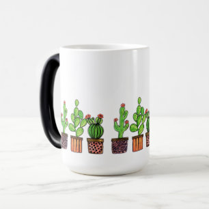 Caneca Mágica Cacto bonito da aguarela em uns potes