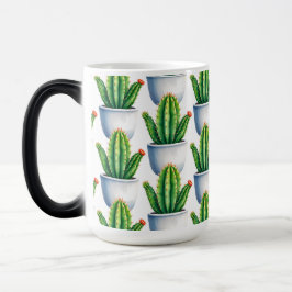 Caneca Mágica cacto em vaso com uma única flor vermelha
