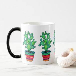Caneca Mágica Cacto lindo da aguarela no pote bonito