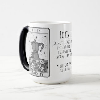Caneca Mágica Café com Cartão Sanitário Engraçado Tarot