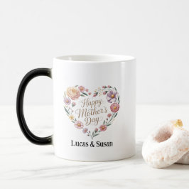 Caneca Mágica Café com Dia de as mães Feliz Flor Branco