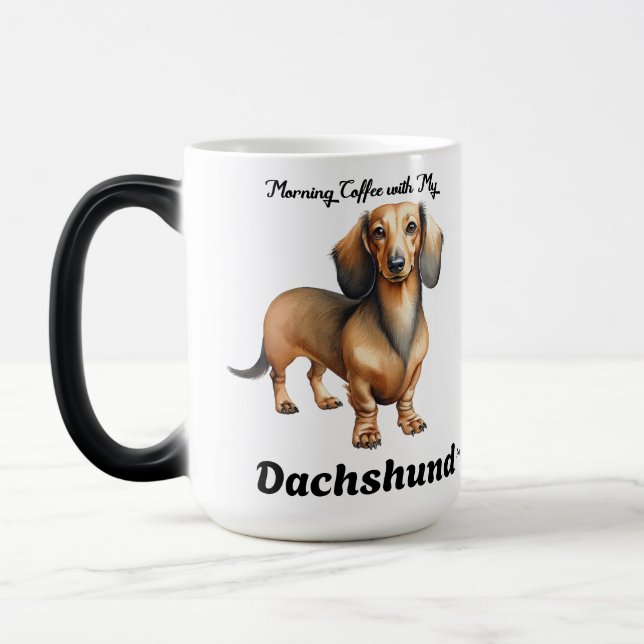Caneca Mágica Café da Manhã Castanho Bonito com Meu Dachshund (Esquerda)