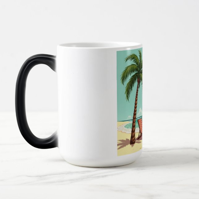 Caneca Mágica Calafrio tropical - Palm Tree & Beach Cadeira T-Sh (Esquerda)