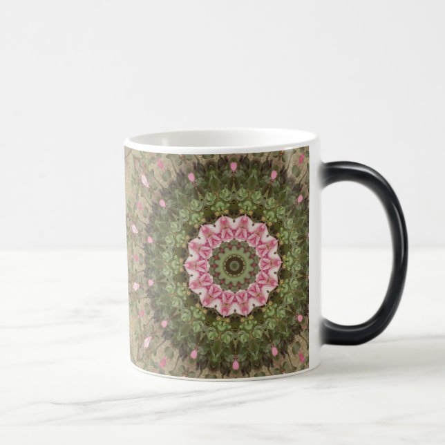 Caneca Mágica Caleidoscópio étnico floral de Boho, Brown verde (Direita)