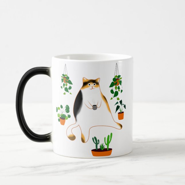 Caneca Mágica Calico Cat Bebendo Cofee Mug, Calico Cat Gift  (Esquerda)