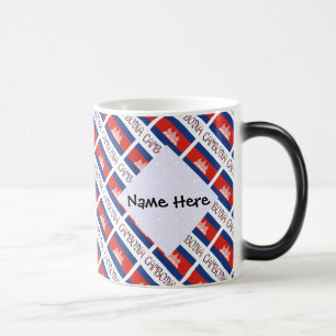 Caneca Mágica Camboja Nome Personalizado em Mosaico da Bandeira 