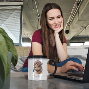Caneca Mágica Camelo de Natal, personalizável