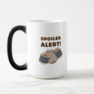 Caneca Mágica Camiseta Alerta de Spoiler Gato Sushi Engraçado
