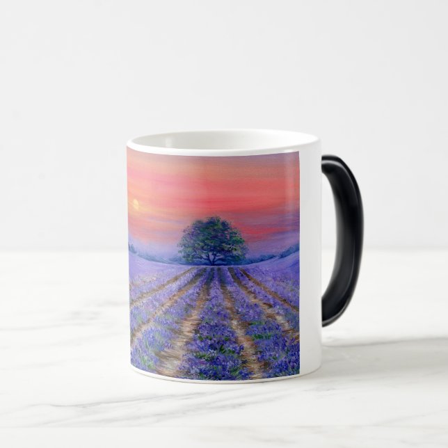 Caneca Mágica Campos de lavanda no Sunset (Frente Esquerda)