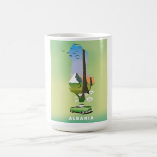Caneca Mágica cartaz de viagem ilustrado do mapa da Albânia
