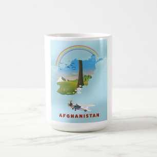 Caneca Mágica Cartaz de viagem paisagem mapa do Afeganistão