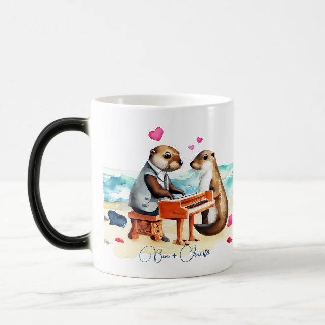Caneca Mágica Cartoon Romântico Bonito Promete Casal no Amor (Esquerda)
