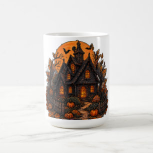 Caneca Mágica Casa Assombrada Vintage Gótica Lua Cheia de Hallow