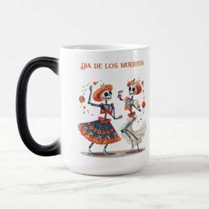 Caneca Mágica Casal de Esqueleto Dançante Personalizado do Día d