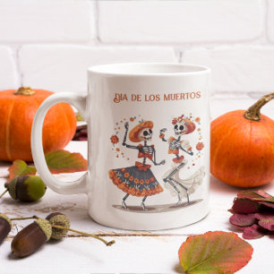 Caneca Mágica Casal de Esqueleto Dançante Personalizado do Día d