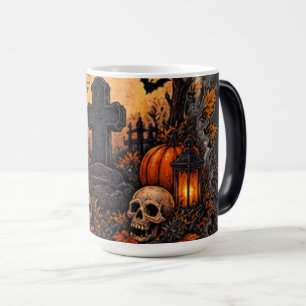 Caneca Mágica Cemitério Assombrado ao Luar Gótico de Halloween