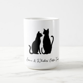 Caneca Mágica Chic Cat Silhout Nome Personalizado Preto e Branco