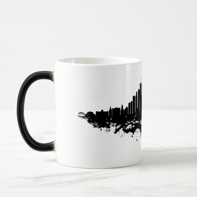 Caneca Mágica Chicago City Skyline Watercolor Black and White (Esquerda)