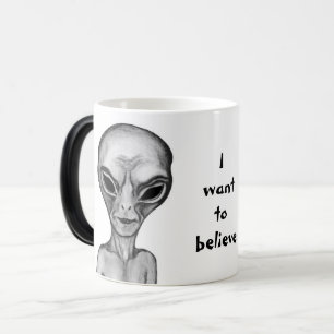 Caneca Mágica Cinza Alienígena, quero acreditar