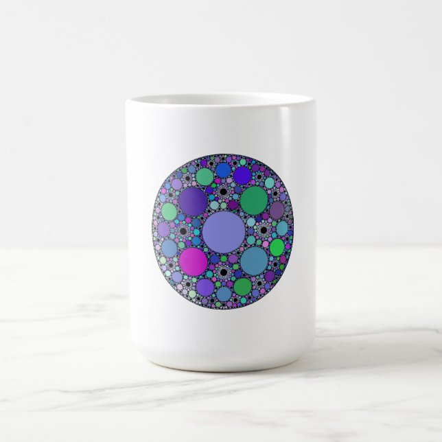 Caneca Mágica Círculos Fractais em Verde Azul Rosa Púrpura (Center)