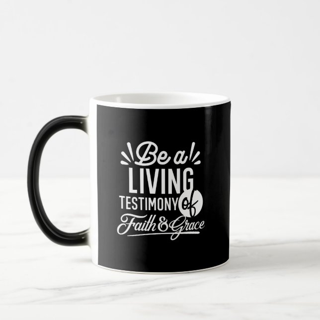 Caneca Mágica Citação de Testemunho de Vida Espiritual Fé e Graç (Esquerda)