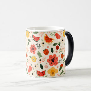 Caneca Mágica Citrus e padrão floral vibrantes