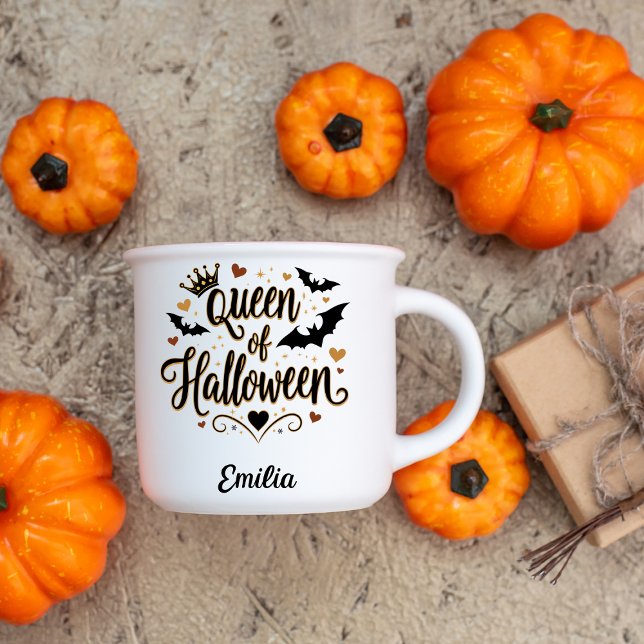 Caneca Mágica Clássica Rainha do Halloween Nome Personalizado Mu (Criador carregado)